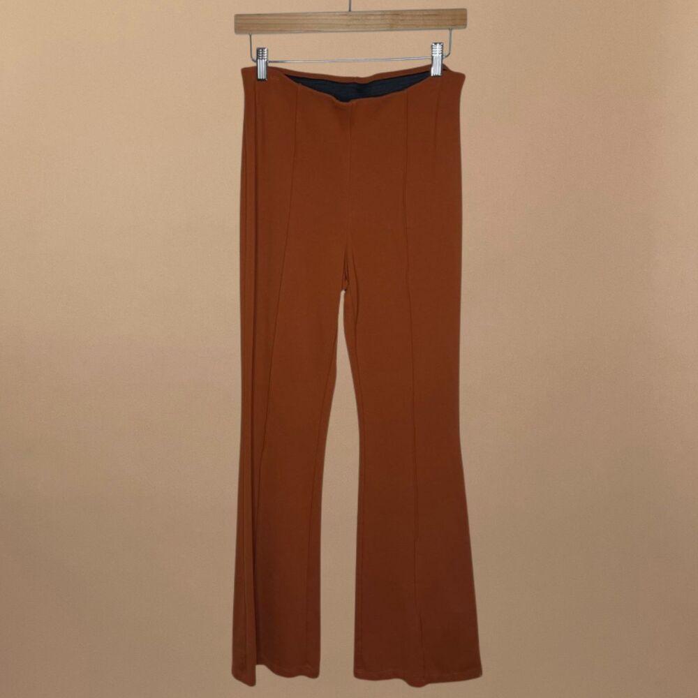 A New Day Rust Orange Pull On Pants Size Medium Flare Stretch Casual Chic